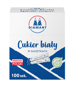 CUKIER BIAŁY SASZETKI PAPIEROWE PODŁUŻNE 5G X 100SZT. 500g