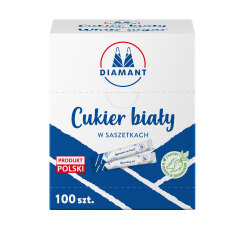 CUKIER BIAŁY SASZETKI PAPIEROWE PODŁUŻNE 5G X 100SZT. 500g